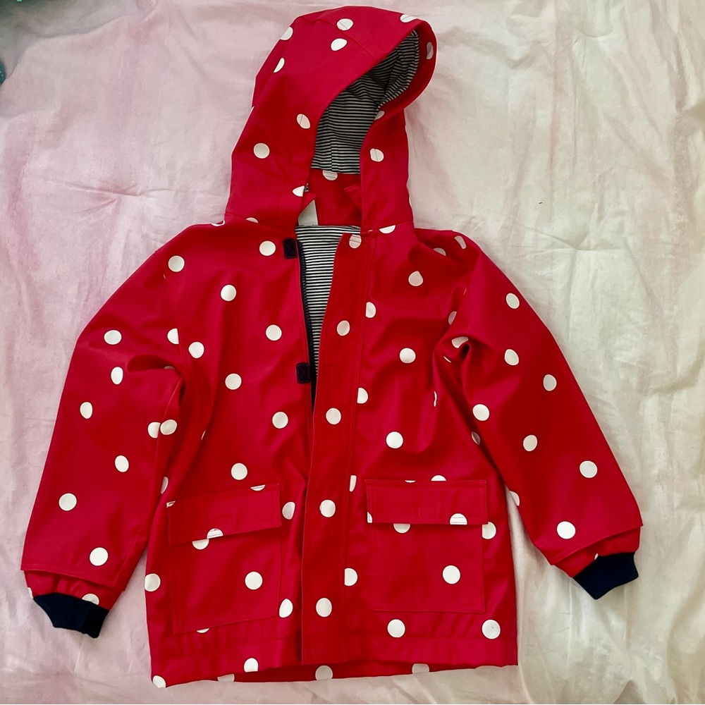 NWOT Petit Bateau Red Polka Dot Jacket with Striped Lining - Rare